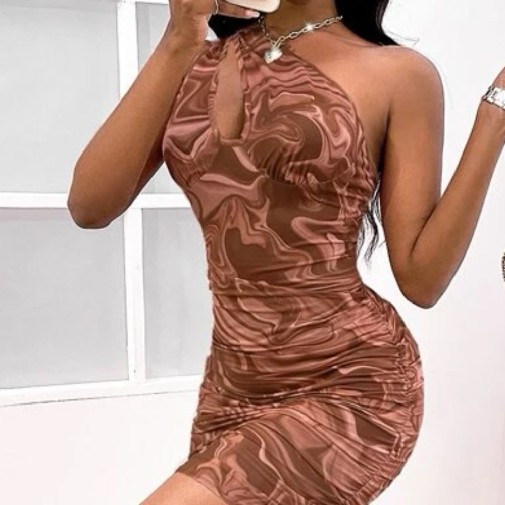 Brown Milky Way one shoulder dress